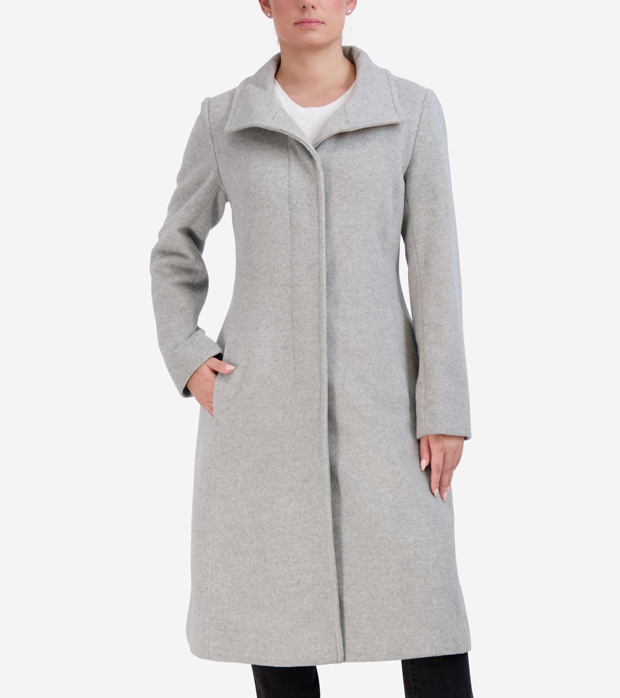 Women s Flared Dress Coat in Light Gray Cole Haan